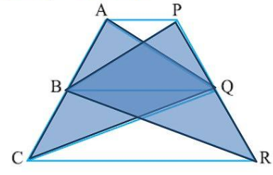 In Figure, A P  B Q\  C Rdot
Prove that a r\ ( A Q C)=\ a r\ (P B R)