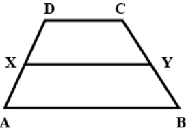 In Figure, A B C D
is a trapezium in which A B  D C
and D C=40c m
and A B=60c mdot
If X
and Y
are, respectively, the mid-points of A D
and B C
, prove that :
X Y=50c m
 
D C Y X
is a
  trapezium
 a r(t r a pdotD C Y X)=9/(11)a r(t r a pdot(X Y B A)