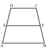 In Figure, ABCD is a trapezium in which AB, DC and DC=40 cm and AB=60 cm
If X and Y are, respectively, the mid-points of AD and BC , prove that:
ar (trapt DCYX)=9/(11) ,  ar(trap(XYBA)