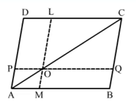 In Figure, ABCD is a parallelogram O s any point on AC, PQ