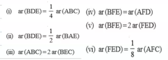 In Fig.9.33, ABC and BDE are two equilateral triangles such that D is the mid-point of BC.
If AE intersects BC at F, show that