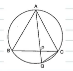 In Figure, P ,
is any point on the chord B C
of a circle such that A B=A Pdot
Prove that C P=C Qdot