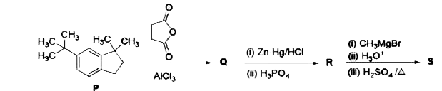 In the reaction scheme shown below Q, R, and S are the major products.      The correct structure of