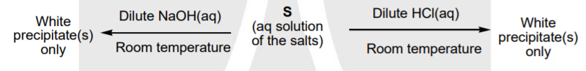 A mixture of two salts is used to prepare a solution S, which gives the following results:      The correct option(s) for the salt mixture is(are)