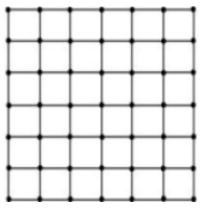 Consider the 6 xx 6 square in the figure. Let A1,A2, . . .,A(49) be the points of intersections (dots in the picture) in some order. We say that Ai and Aj are friends if they are adjacent along a row or along a column. Assume that each point Ai has an equal chance of being chosen   Two distinct points are chosen randomly out of the points A1, A2, . . . A(49) . Let p be the probability that they are friends. Then the value of 7 p is