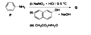 नीचे दिखाए गए P से अभिक्रिया क्रम पर विचार करें |P से मुख्य उत्पाद की समग्र लब्धि (overall yield) 75% है| 9.3 mL P से प्राप्त उत्पाद Q की gram में मात्रा क्या होगी? उपयोग करें: P का घनत्व = 1.00 gmL^(-1), C,H, O तथा N के मोलर द्रव्यमान (molar mass) क्रमशः 12.0, 1.0, 16.0 तथा 14.0 gmol^(-1) हैं]