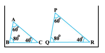 DeltaABC तथा  DeltaPQR के लिए कौन सा कथन सत्य है?