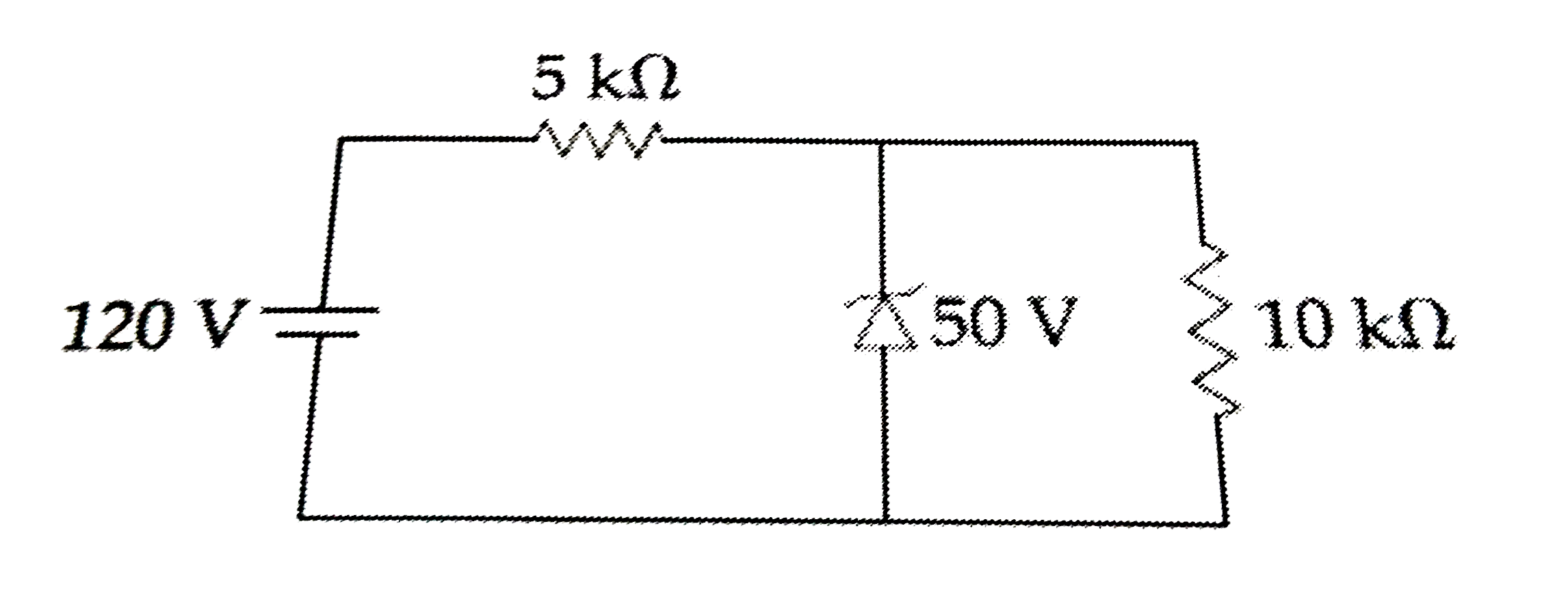 For the circuit shown below, the current  through the Zener diode is