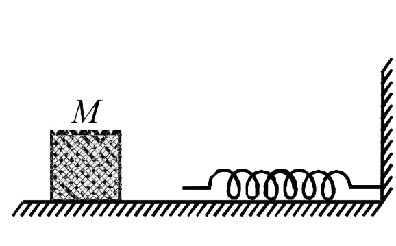 The  block of mass M moving on the frictionless horizontal surface collides with the spring constant k and compresses it by length L . The maximum momention of the block after collision is