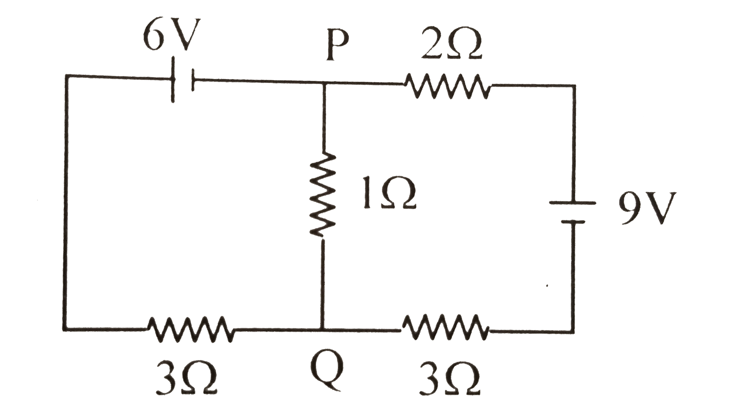 In the circuit shown, the current in the 1Omega resistor is :
