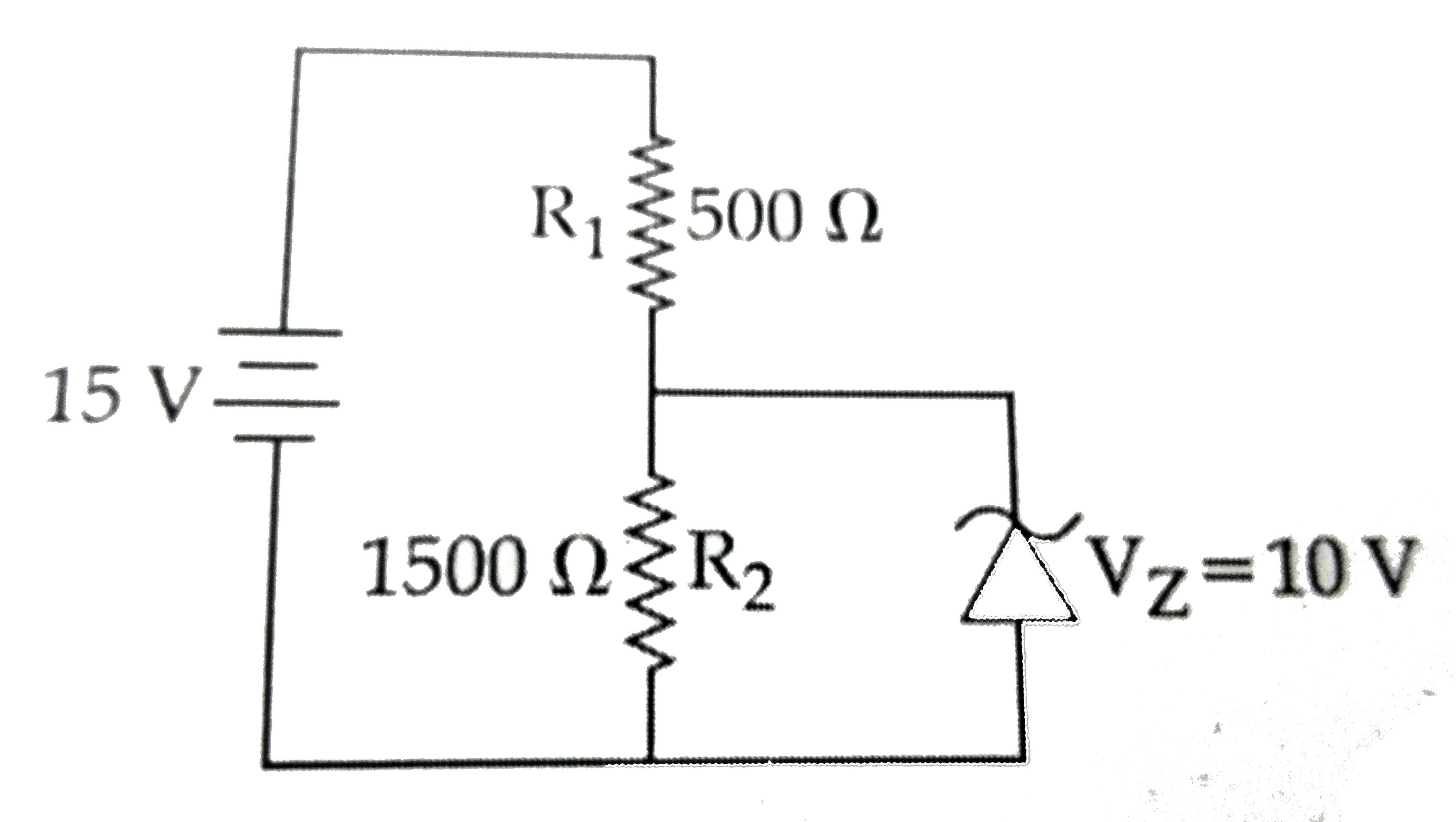 In the given circuit, the current through zener diode is :