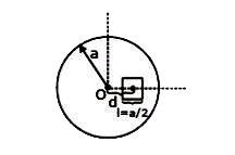 A square shaped hole of side l = a/2 is carved out at a distance  d = a/2 from the centre 'O' of a uniform circular disk of radius a. If the distance of the centre of mass of the remaining portion from O is  -a/x value of X (to the nearest integer) is .