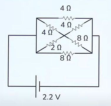 Find power in entire circuit where internal resistance is 0.6 ohm.
