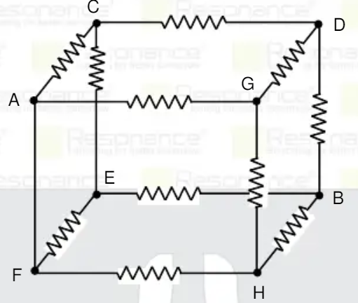 A cube made up of wire each of resistance R. The find equivalent resistance across its diagnol