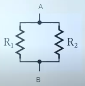 For given circuit determine equivalent resistivity between point A & B. R1 and R2 have identical geometrical dimensions and resistivity 3 & 6resp.