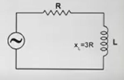 The power factor of the circuit shown is p. Now a capacitor (Xc = 2R) is also joined in series. Find p1/p2