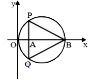 In  the  circle  given  below . Let  OA = 1 unit  , OB = 13  unit  and PQ  bot   OB. Then  the area  of  the  triangle PQB  ( in square  units)is