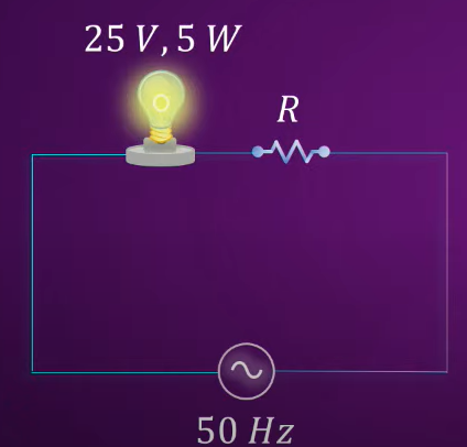 The resistance R when the bulb is the brightest in the circuit shown below is ........