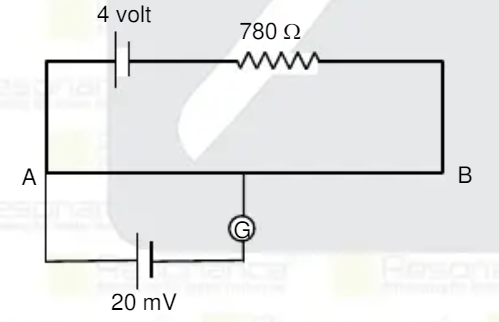 If length of the potentiometer wire is 300cm and the balance length is found to be 60cm for 20mV cell, then find total resistance of potentiometer wire.