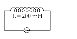 As shown in the figure an inductor of inductance 200 mH is connected to an AC source of emf 220 V and frequency 50 Hz. The instantaneous voltage of the source is 0 V when the  peak value of current is sqrta/pi  A. The value of a is