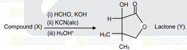 Compound (X) undergoes following sequence of reactions to give the Lactone (Y).