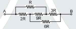The equivalent resistance between A and B of the network shown in figure: