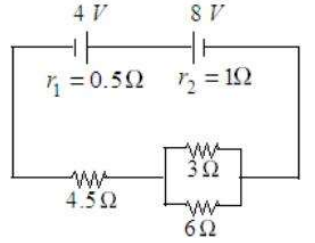 In the circuit diagram shown in figure given belowthe current flowing through resistance 3Omega is x/3A.The value of x is