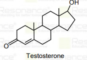Testosterone, which is a steroidal hormone, has the following structure.  The total number of asymmetric carbon atom/s in testosterone is .