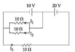 In the given circuit, the value of abs((I(1)+I(3))/(I2)) is