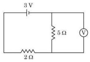 As shown in the figure,the voltmeter reads 2V across 5 Omega resistor.The resistance of the voltmeter is  Omega.