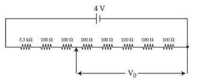 A potential divider circuit is shown in figure.The output voltage V(0) is: