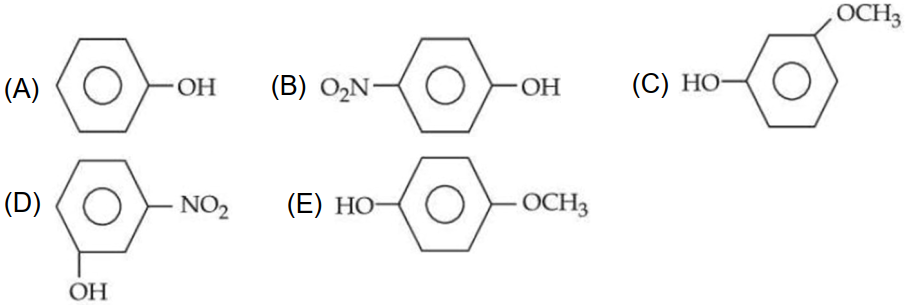 For the given compounds, the correct order of increasing pKa value:      Choose the correct answer from the options given below.
