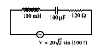 चित्र में दर्शाये अनुसार, एक प्रत्यावर्ती धारा (AC) स्रोत को 100mH मान के प्रेरक, 100muF मान के संधारित्र, एवं 120Omega मान के प्रतिरोध के साथ जोड़ा गया है। 2 J//