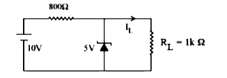 दिए हुए परिपथ में, धारा IL का मान mA होगा । (जब R(L) = 1k Omega)