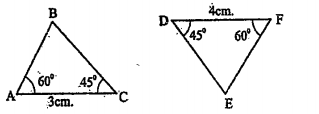 Let's explain with conditions of congruency whether the following pair of triangle each cases are congruent or not.
