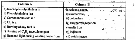 Match the following: