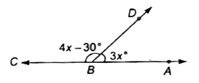 चित्र में, x का मान निकालें, जिसमें ABC, BD रेखाएँ बनी हैं
