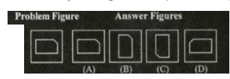 A problem figure is given on the left-hand side and four answer figures marked (A), (B), (C ) and (D) are given on the right-hand side. Select the answer figure which is exactly the same as the problem figure and write your answer only in English letters (i.e. A,B,C and D) in the given box.