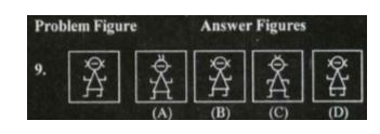A problem figure is given on the left-hand side and four answer figures marked (A), (B), (C ) and (D) are given on the right-hand side. Select the answer figure which is exactly the same as the problem figure and write your answer only in English letters (i.e. A,B,C and D) in the given box.