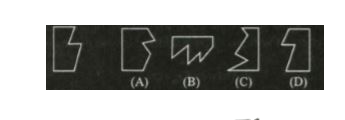 One part of square is on the left-hand side and the other one is among the four figures (A), (B), (C ) and (D) on the right-hand side. Find the figure on the right-hand side that completes the square. Write the letter given below that figure in the given box.