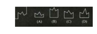 One part of square is on the left-hand side and the other one is among the four figures (A), (B), (C ) and (D) on the right-hand side. Find the figure on the right-hand side that completes the square. Write the letter given below that figure in the given box.