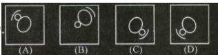 Four figures (A), (B), (C) and (D) have been given for each question. Out of these four figures three have some similarity and one figure is different. Find out the different figure and encircle the number of that different figure.