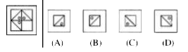 In questions, there is a problem figure on the left hand side, a part of which is missing. Observe the answer figures (A), (B), (C) and (D) on the right-hand side and find out the answer figure which, without changing the direction, fits in the missing part of the problem figure in order to complete the pattern in the problem figure. Indicate your answer by the letter of the answer figure chosen by you which are given below the answer figures on the right-hand side.