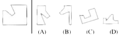 In questions , one part of a square is on the left-hand side and the other one is among the four figures (A)  , (B) , (C ) and (D) on the right -hand side . Find the figure on the right - hand side that the complete the square . Indicate the correct letter answer of the figure.