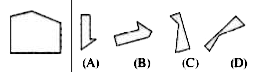 In questions , one part of a square is on the left-hand side and the other one is among the four figures (A)  , (B) , (C ) and (D) on the right -hand side . Find the figure on the right - hand side that the complete the square . Indicate the correct letter answer of the figure.