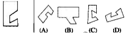 In questions , one part of a square is on the left-hand side and the other one is among the four figures (A)  , (B) , (C ) and (D) on the right -hand side . Find the figure on the right - hand side that the complete the square . Indicate the correct letter answer of the figure.