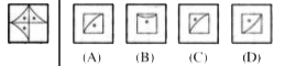 In each of the question , there is a problem figure towards the left side of a line. One part of this figure is missing . observe Answer figure (A) , (B) , (C ) , (D) to the right side of line. Find out that figure whlch complete the portion of embedded part of problem figure without changing its direction and this part should complete the pattern of problem figure. Write down answer in English letter in the given box in front of each question in attached answer book.