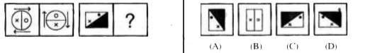 In each of the question, there is a sign of question mark (?) after three problem figures for fourth figure. There is a relation in some respect between first two problem figures. The same relationship should also be adopted between third and fourth problem figures. Find out the answer figurefrom the given four figures that answer should be rightly resembled. By selecting the right answer,fill the answer in English letter in the given box in front of each question in attached answer book.