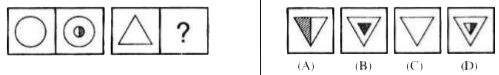 In each of the question, there is a sign of question mark (?) after three problem figures for fourth figure. There is a relation in some respect between first two problem figures. The same relationship should also be adopted between third and fourth problem figures. Find out the answer figurefrom the given four figures that answer should be rightly resembled. By selecting the right answer,fill the answer in English letter in the given box in front of each question in attached answer book.