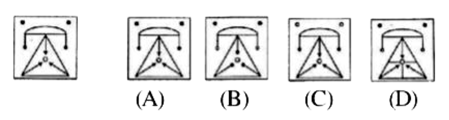 There are four answer figures (A), (B), (C), (D) given at the right side and one problem figure at the left side in each question below. Select that answer figure which is same with all respect of the problem figure and after selecting figure, indicate your correct sequence.